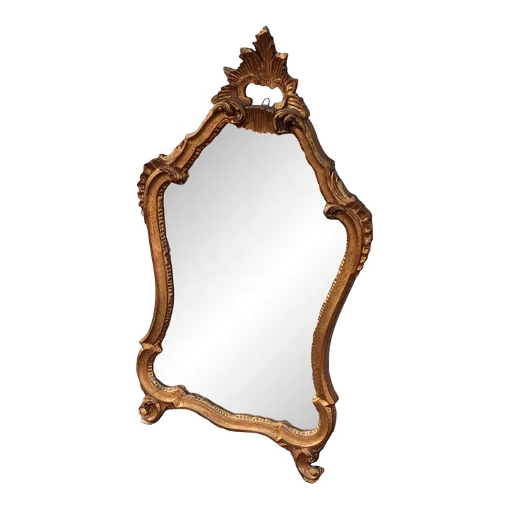 Louis Xv Style Gilded Mirror - Early 20th Century: This pretty Louis XV-style gilded mirror has a wonderfully decorative gilded frame. Retains original glass. Condition and wear are consistent with age and use. Width: 16.5 Depth: 1 Height: 30
