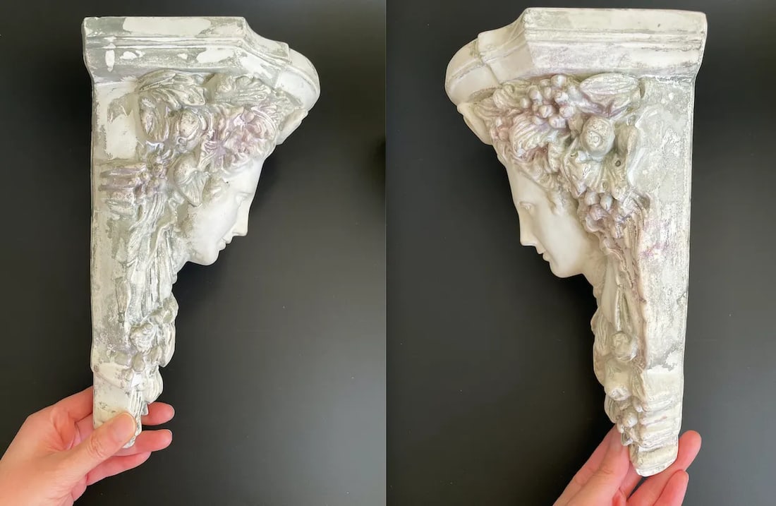 Vintage Italian Neoclassical Maiden Plaster Corbels Wall Brackets - a Pair - 4