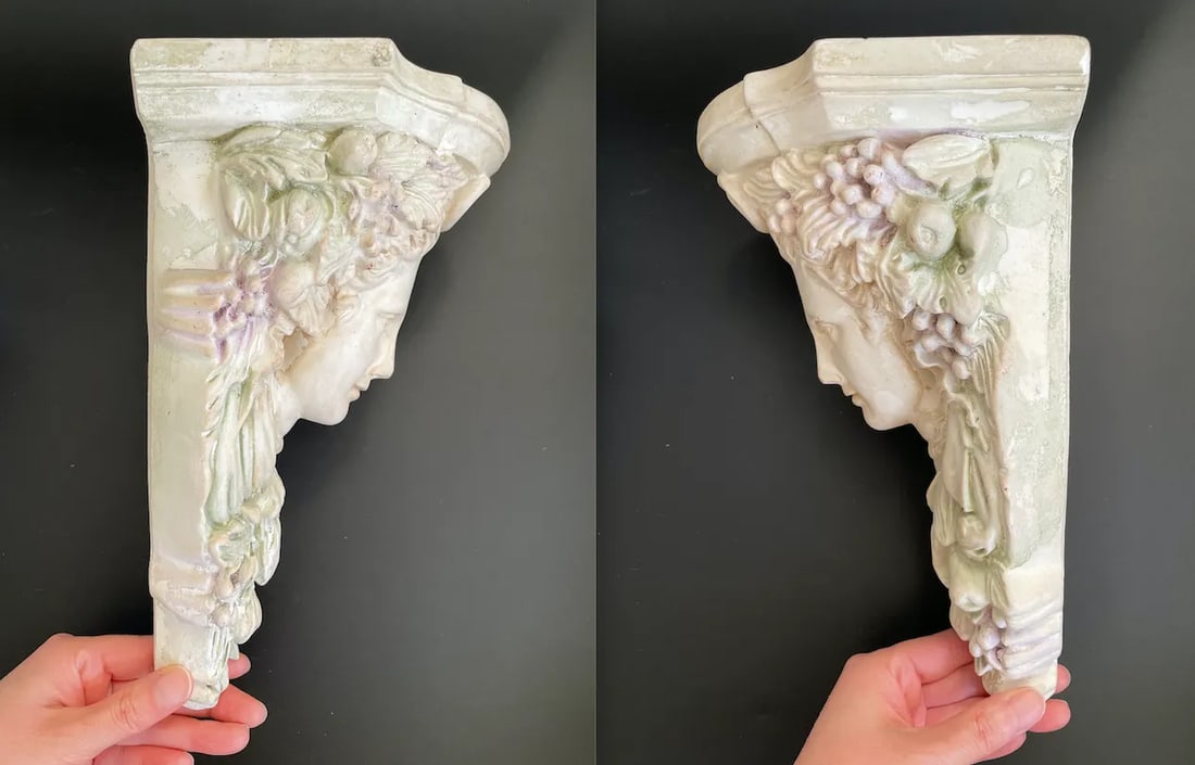 Vintage Italian Neoclassical Maiden Plaster Corbels Wall Brackets - a Pair - 5