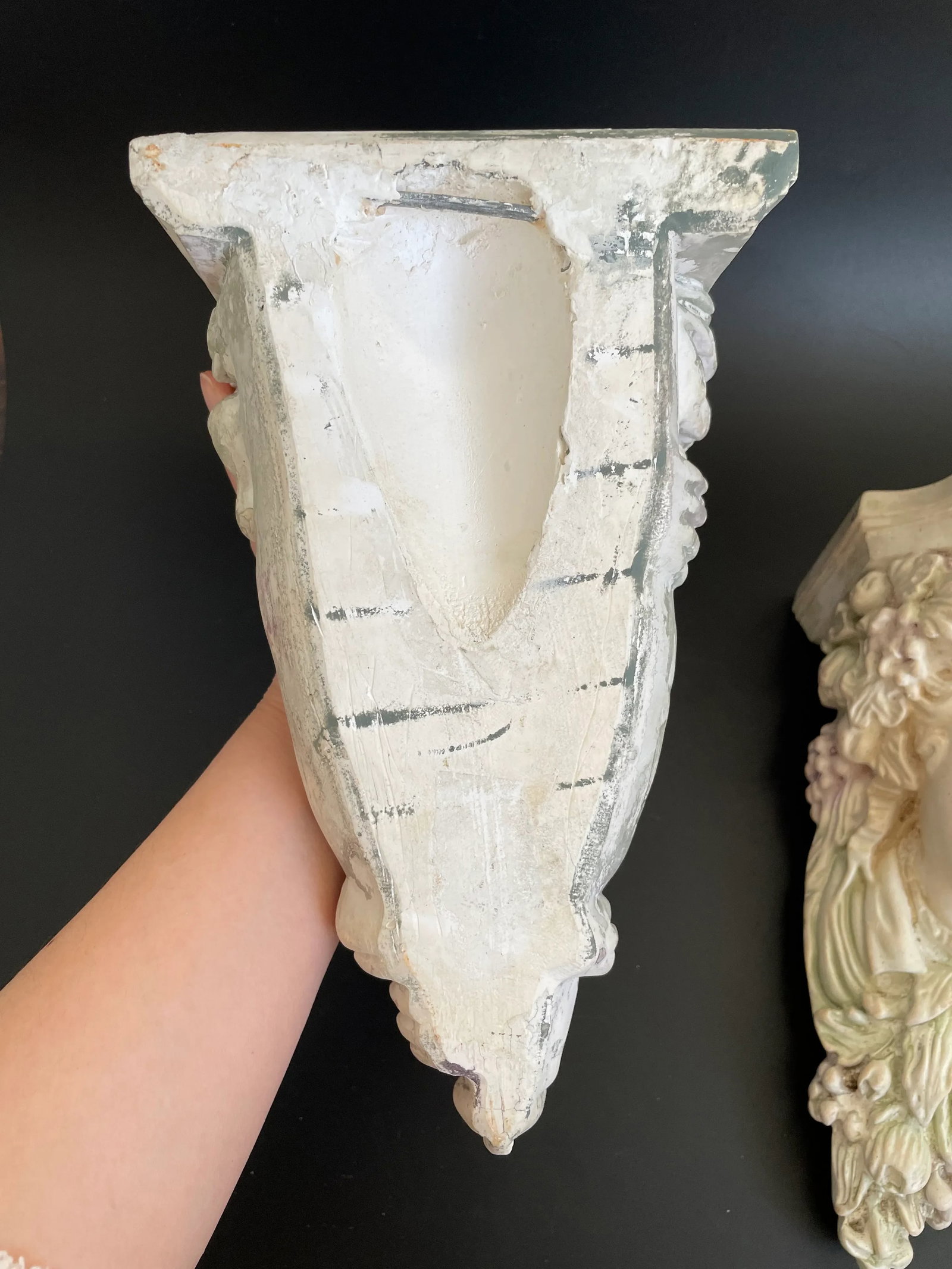 Vintage Italian Neoclassical Maiden Plaster Corbels Wall Brackets - a Pair - 8