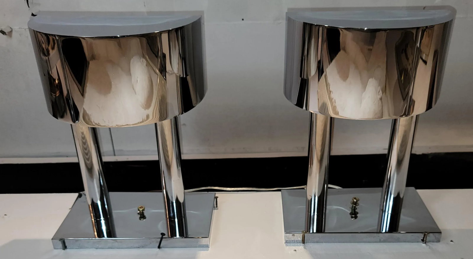 1980s Contemporary Modern European Chrome Sconces - a Pair - 5