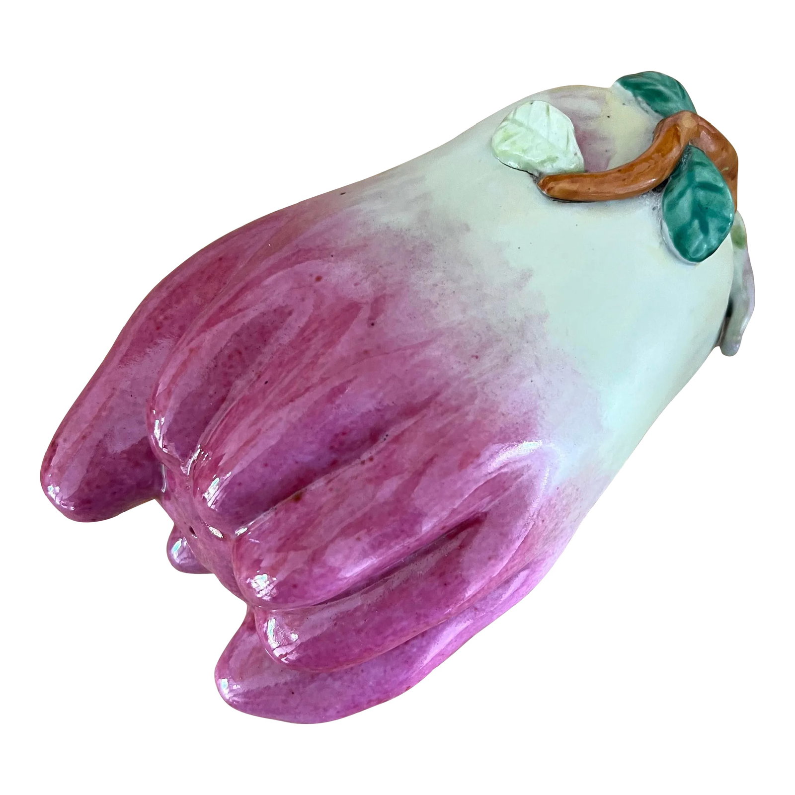 Chinese Export Porcelain Altar Fruit: Chinese export porcelain altar fruit. Largest size of an altar fruit or temple offering. Glazed in bright enamels of pinks and greens. Condition: Alterations: Original Condition Unaltered