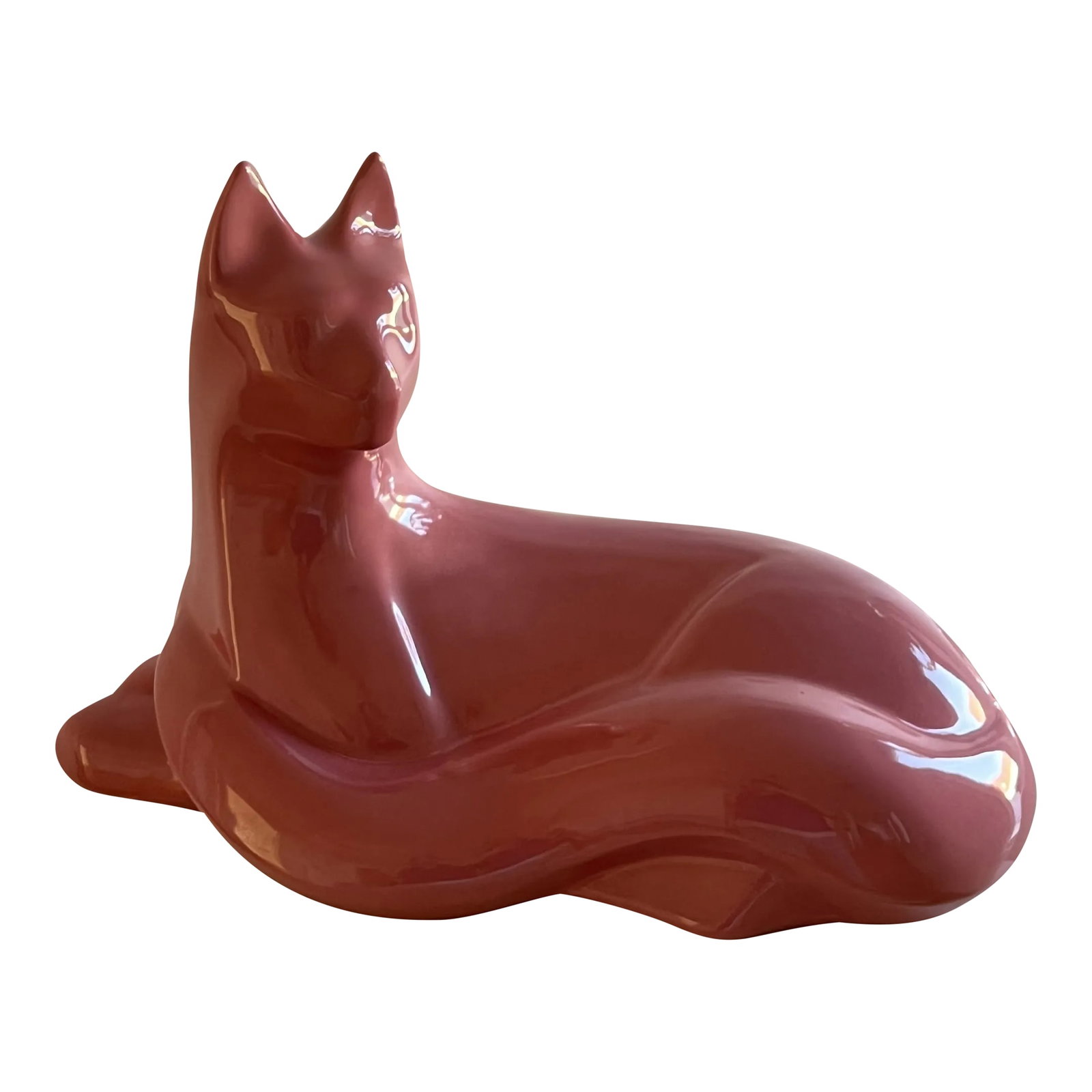 1980s Postmodern Pink Ceramic Cat Sculpture by Haeger: Postmodern Pink Ceramic Cat Sculpture by Haeger Condition: Alterations: Original Condition Unaltered Imperfections: Some Imperfections Condition Notes: Great vintage condition Creator: Designer: Haege