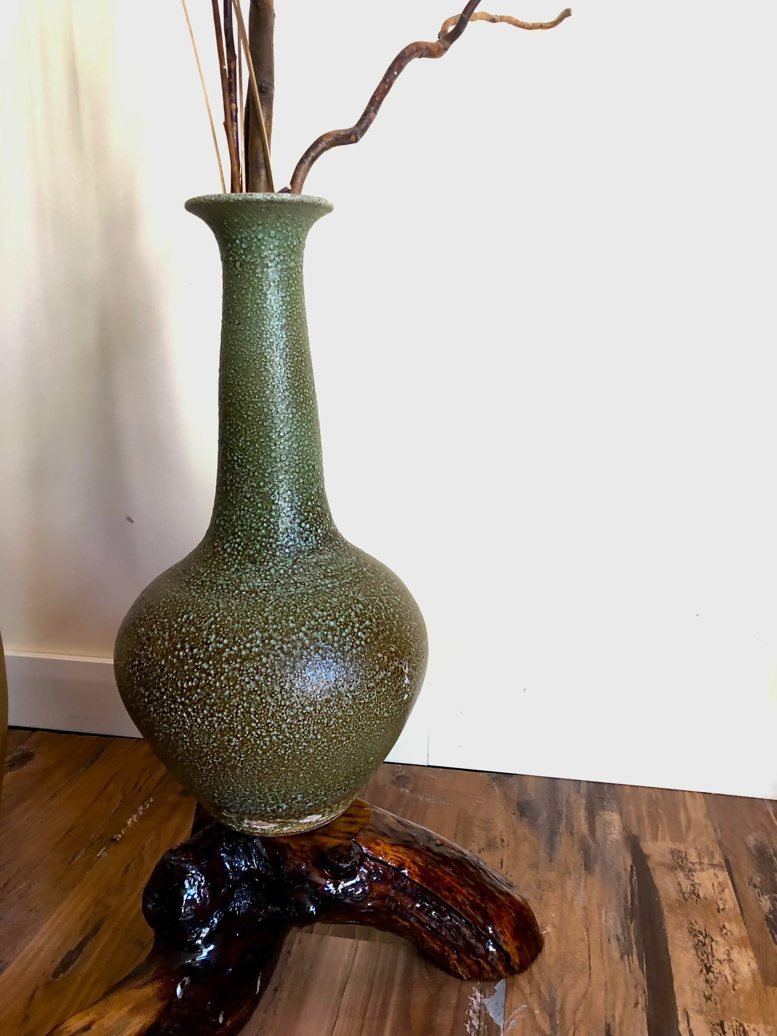 Mid Century Large Studio Glazed Schwenk Tall Vintage Pottery Vase - 11