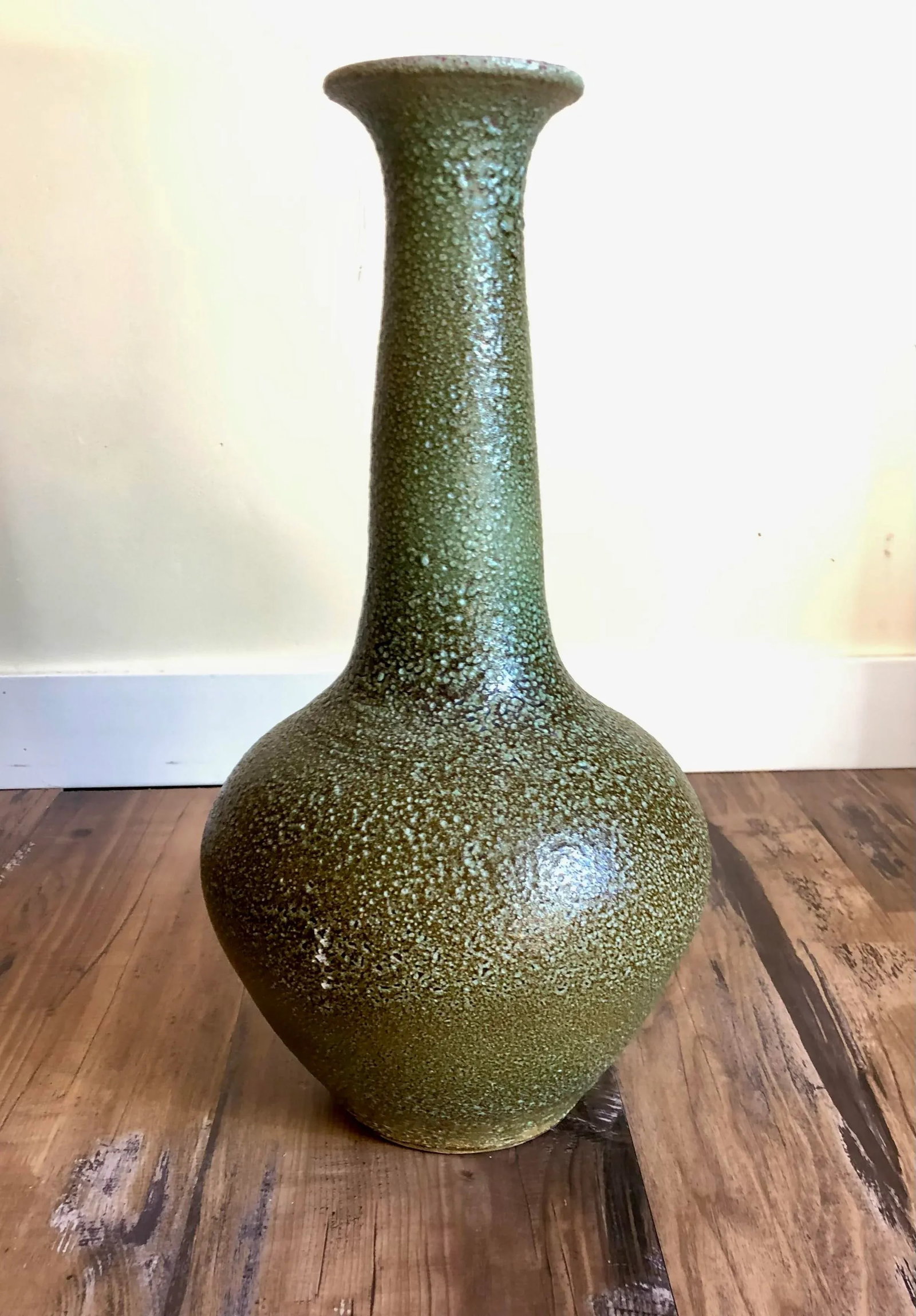 Mid Century Large Studio Glazed Schwenk Tall Vintage Pottery Vase - 4