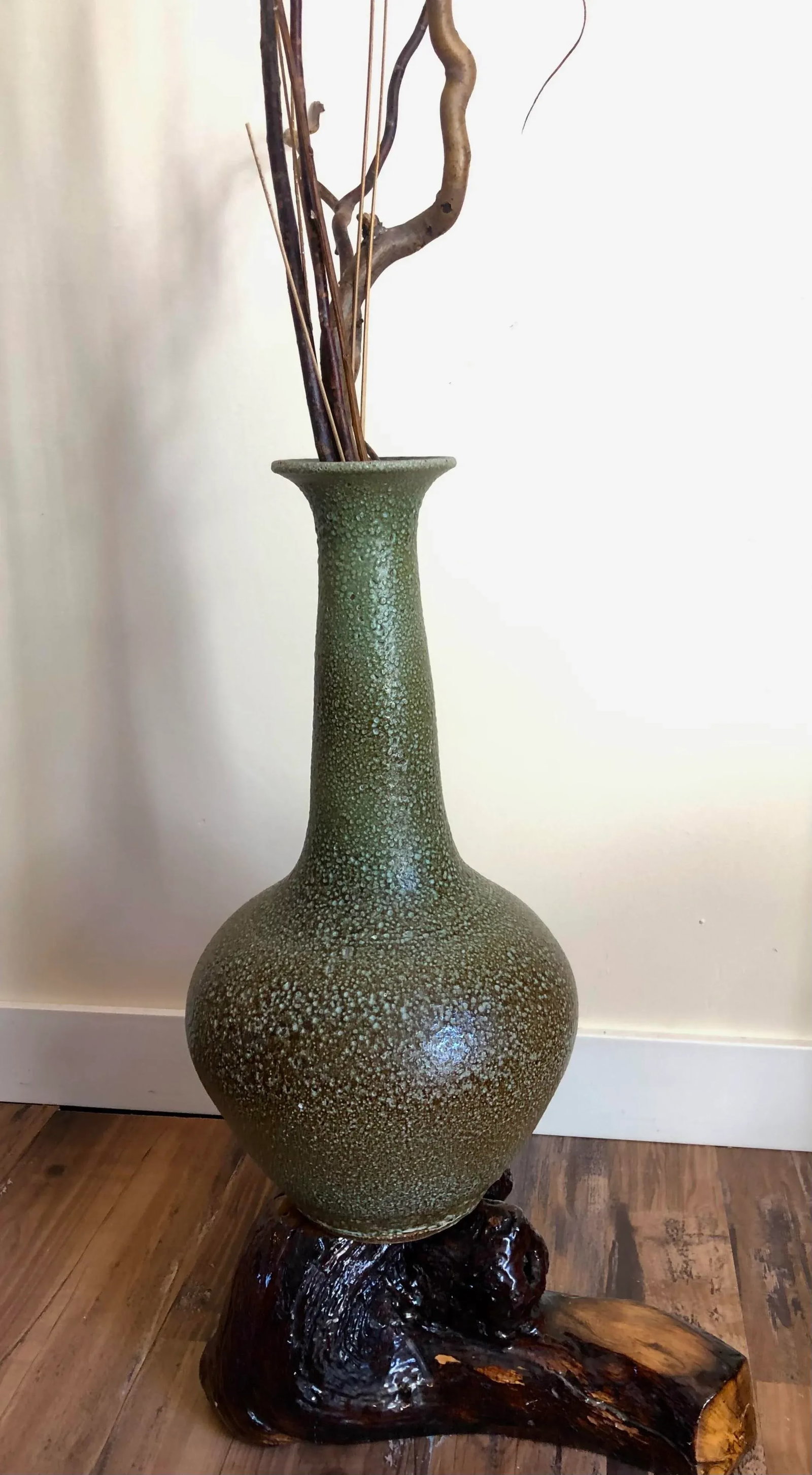 Mid Century Large Studio Glazed Schwenk Tall Vintage Pottery Vase - 6