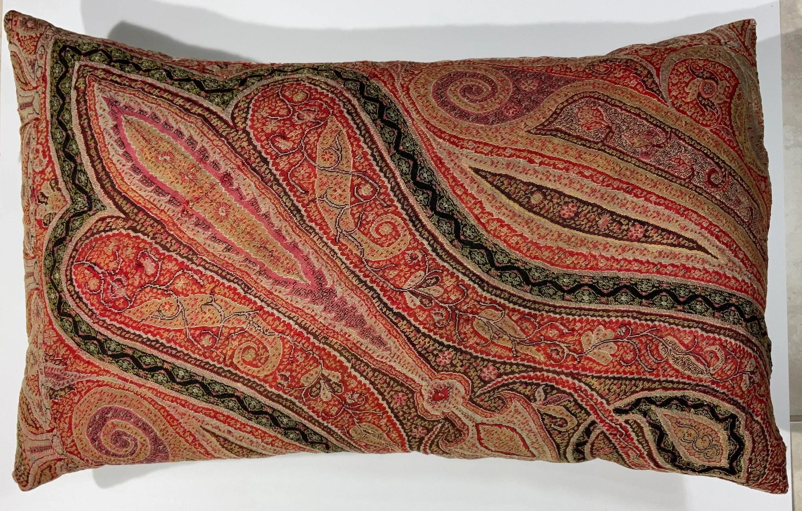 Single Antique Pillow Made From Kashmir Shawl - 11