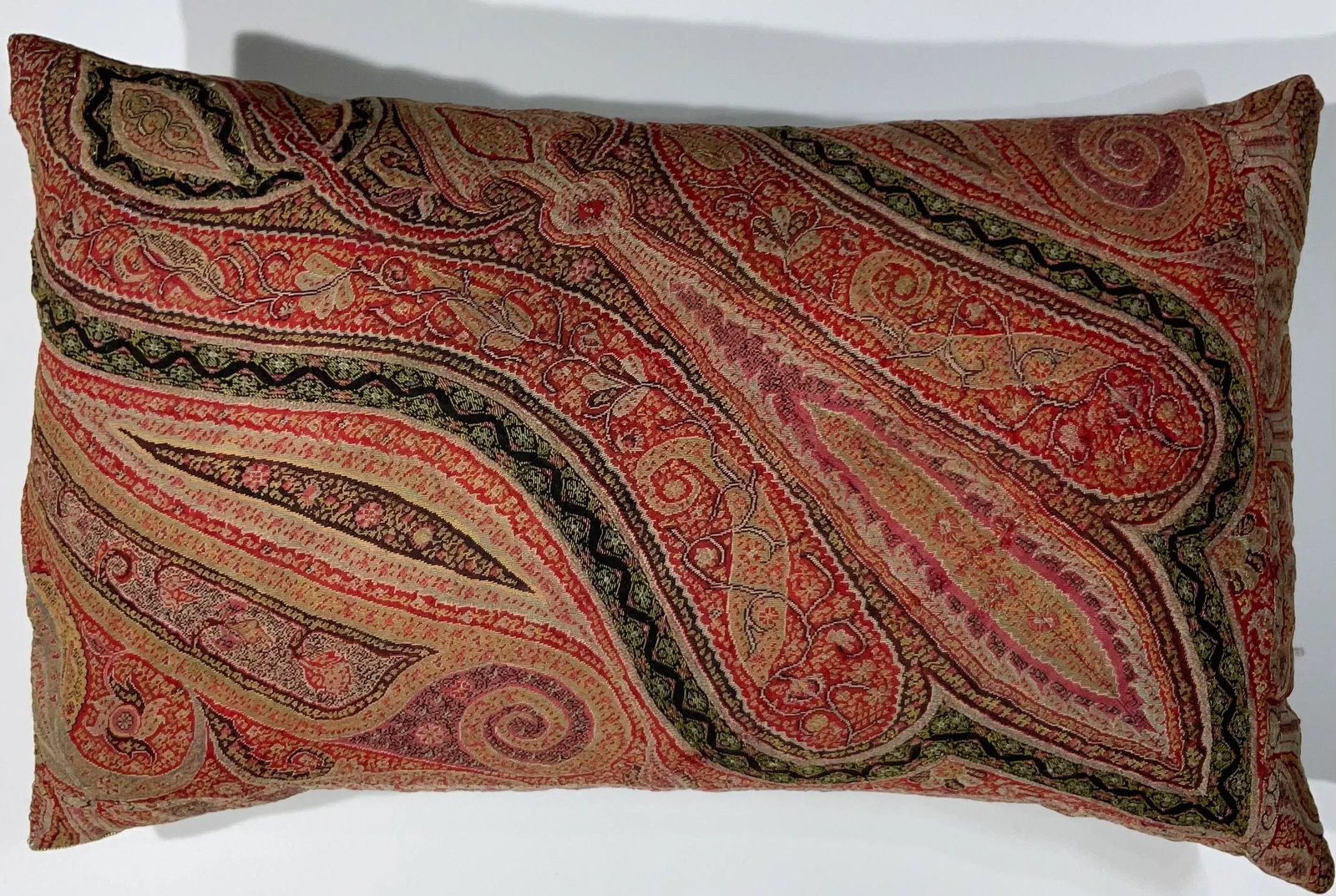 Single Antique Pillow Made From Kashmir Shawl - 2