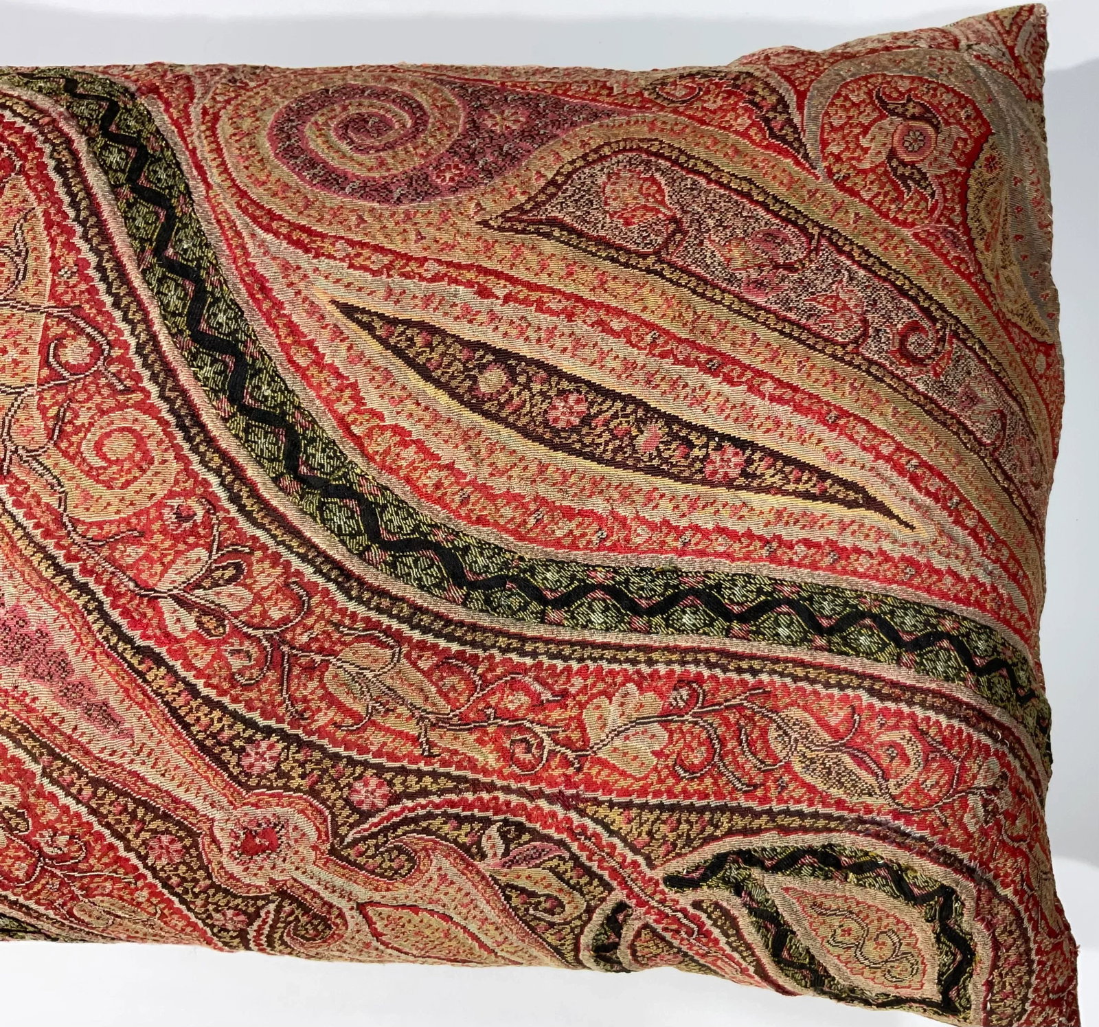 Single Antique Pillow Made From Kashmir Shawl - 3