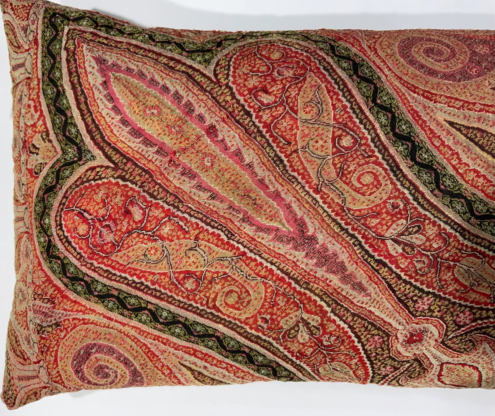 Single Antique Pillow Made From Kashmir Shawl - 7