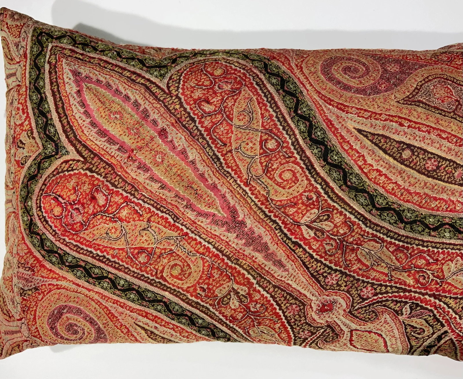 Single Antique Pillow Made From Kashmir Shawl - 8