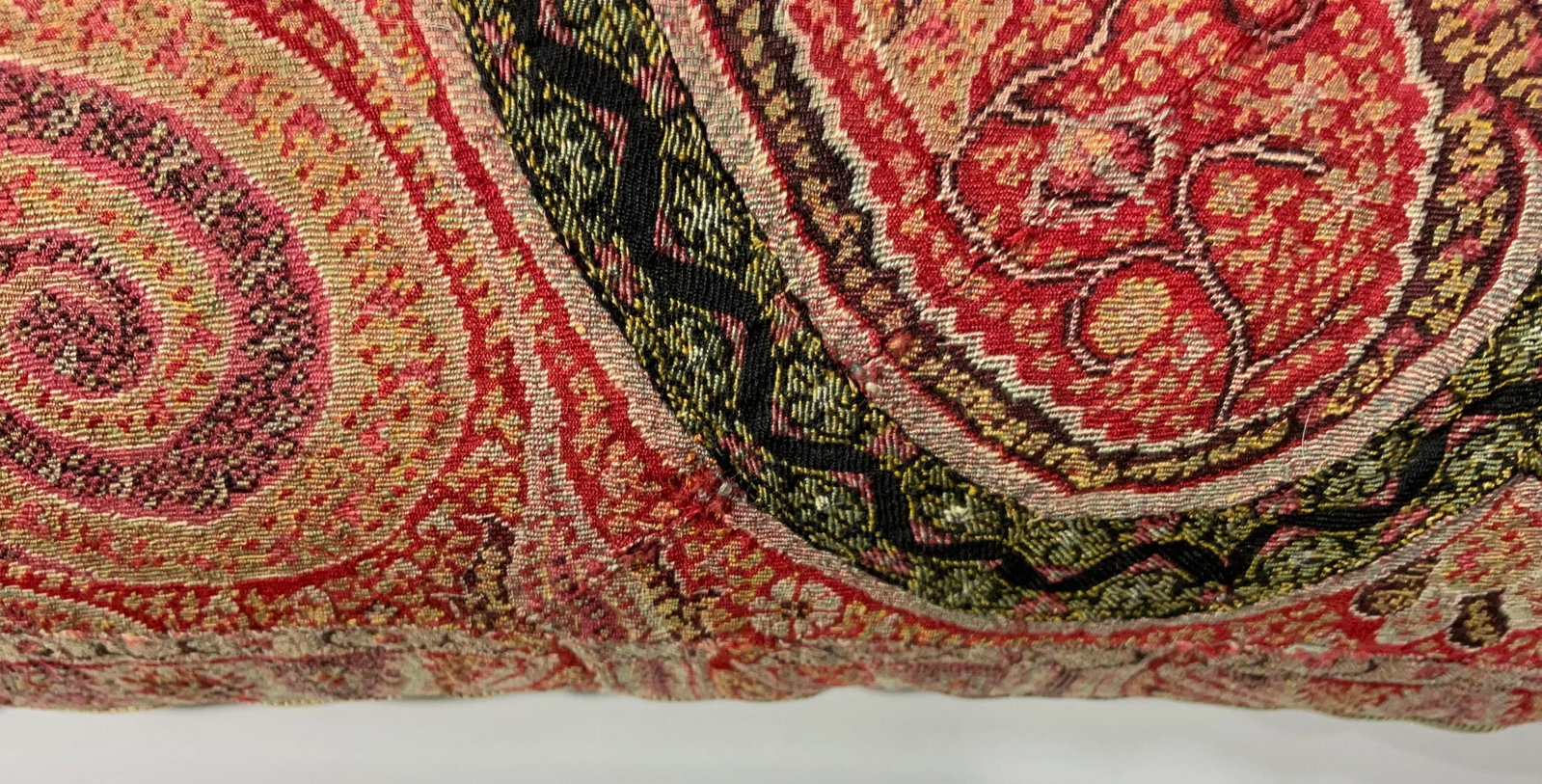 Single Antique Pillow Made From Kashmir Shawl - 9