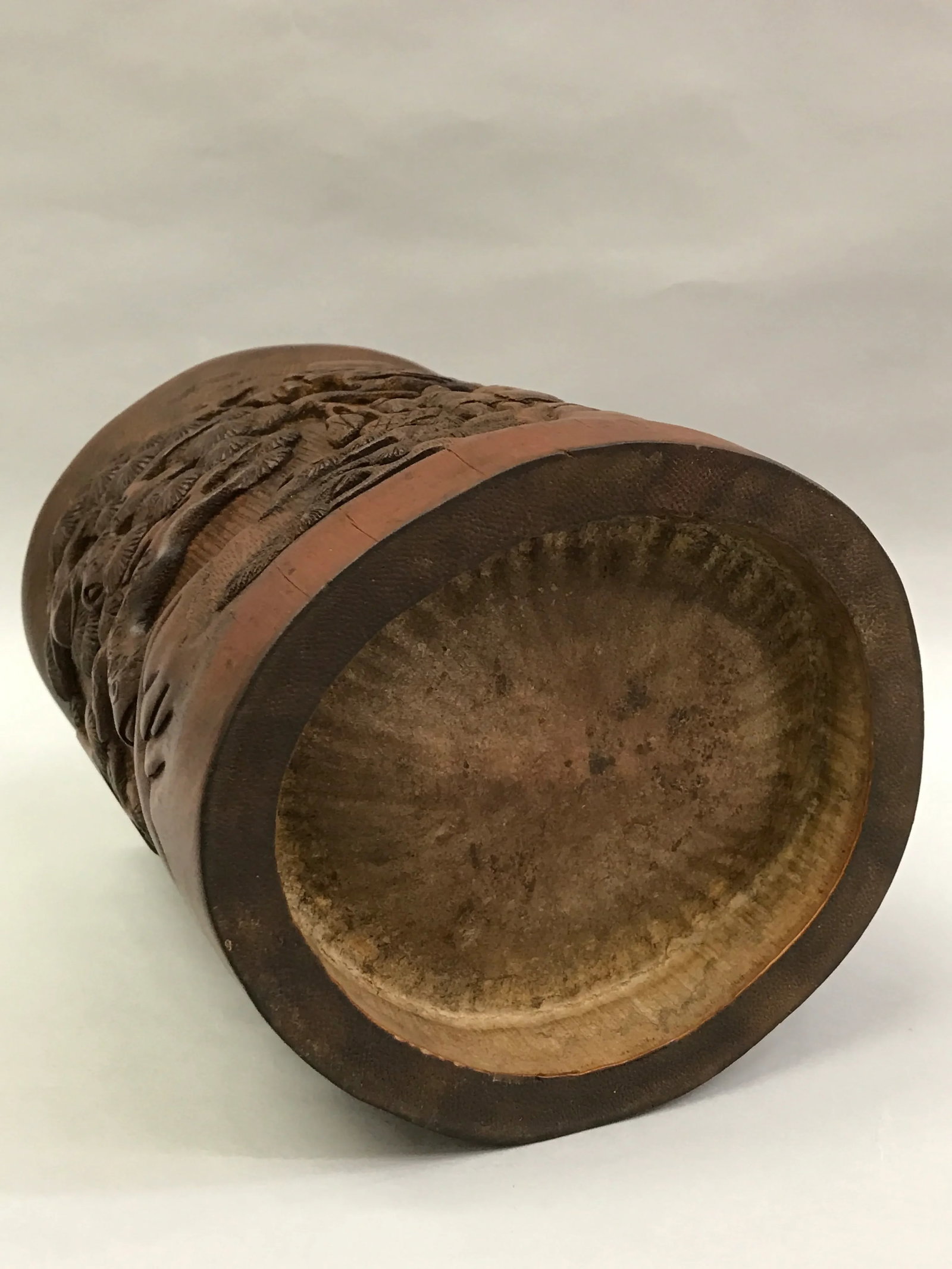 Chinese Carved Bamboo Brushpot Mountain Scenery - 9
