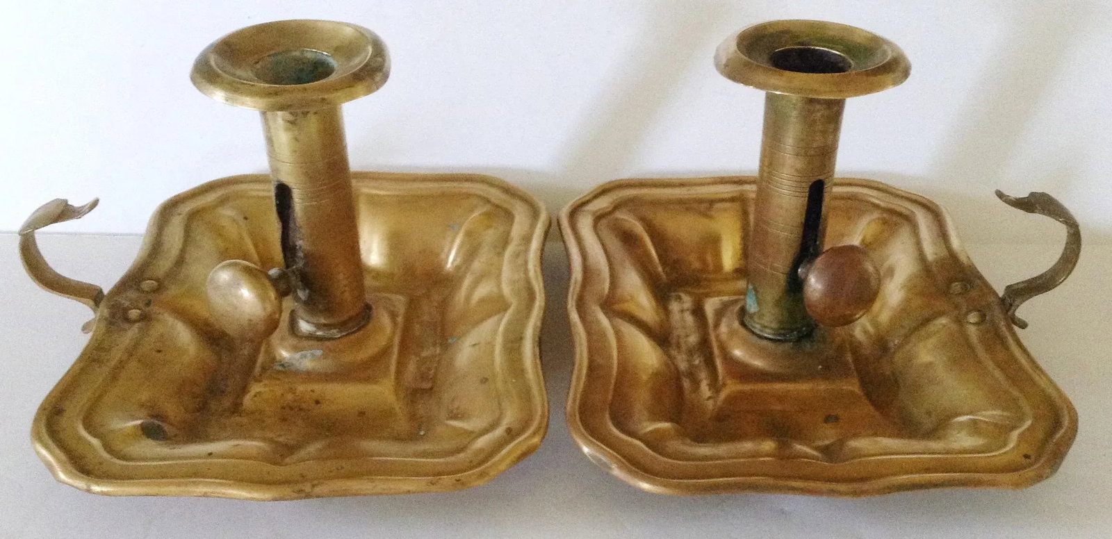 Brass Bedchamber Candlesticks - a Pair - 2