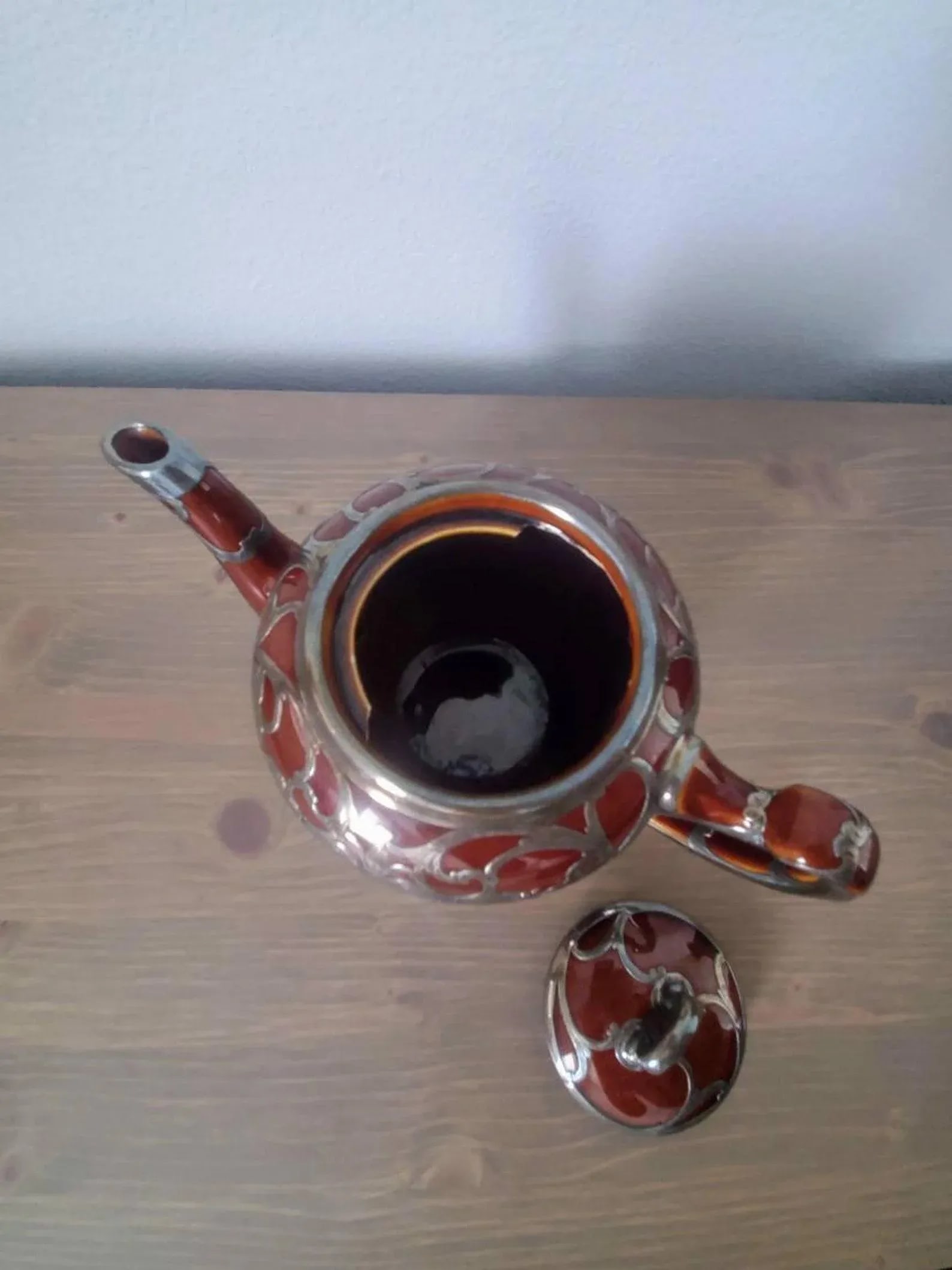 Antique Art Nouveau Lenox Silver Overlay Treacle Teapot - 7