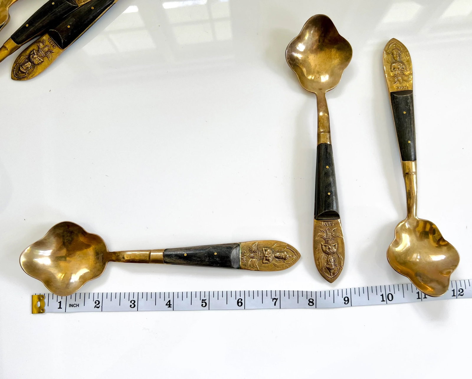Vintage 1960's Siam Thailand Flatware Ice Cream / Dessert Spoons Service - Set of 12 Pieces - 4