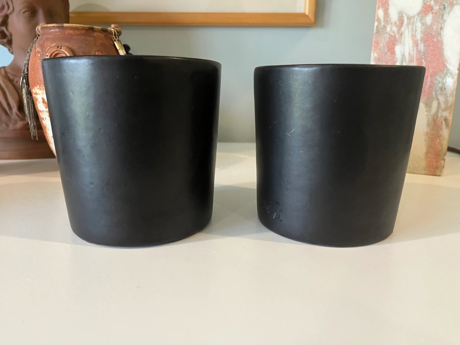 Vintage Mid Century Modern Ceramic Matte Black Architectural Studio Haeger California Pottery Plante - 6