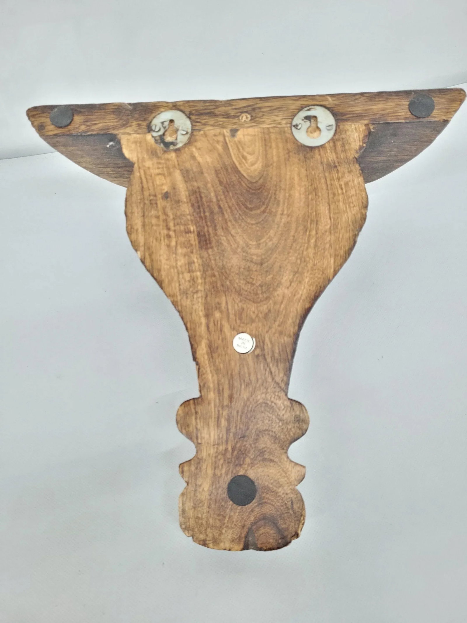 Vintage Mid Century Hand Crafted Carved Wood Corbel Wall Sconce Display Shelf - 4