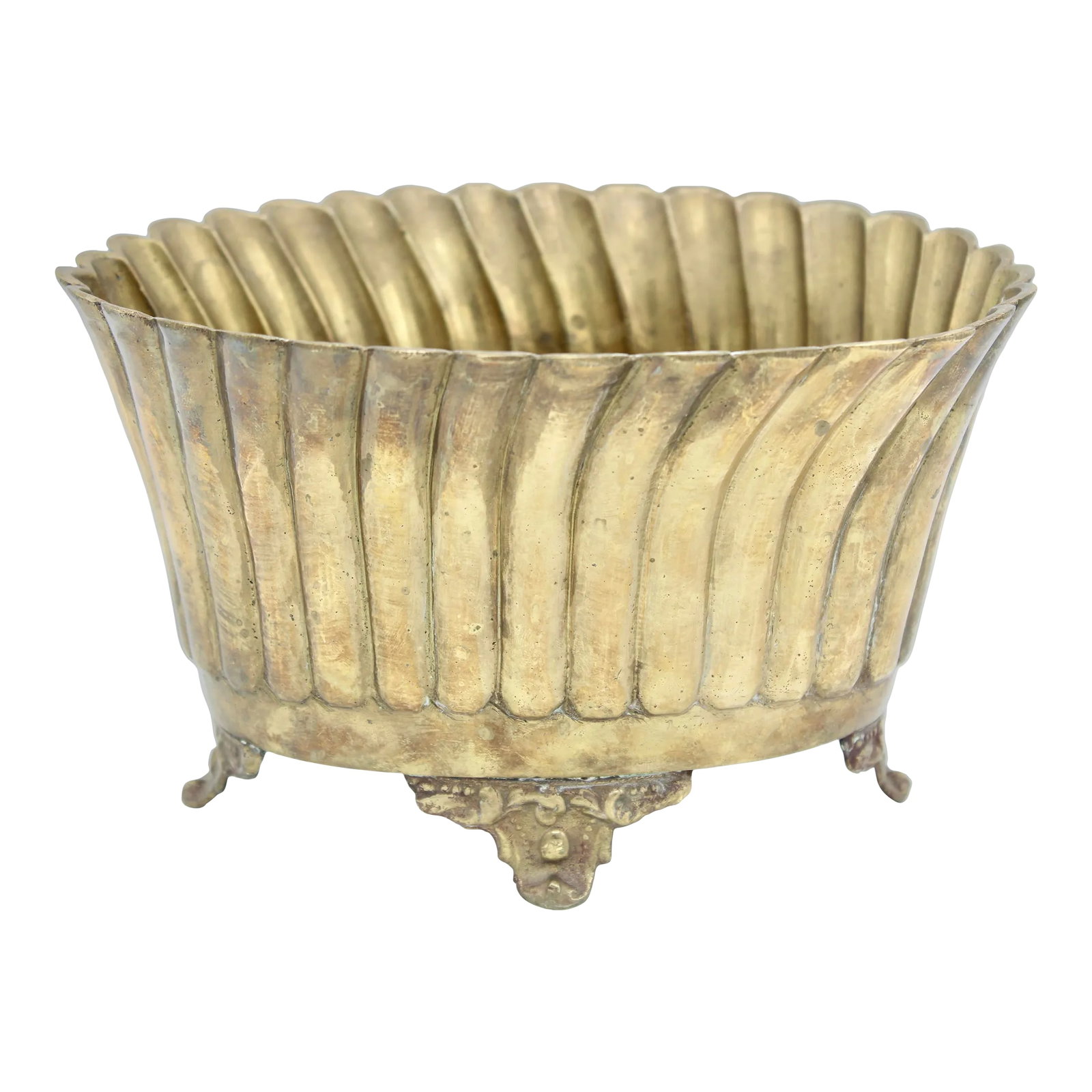 Vintage Art Nouveau Brass Cachepot / Planter: A stunning vintage Art Nouveau style brass cachepot or planter. This would be a lovely decorative accent for your home! Condition: Alterations: Original Condition Unaltered Imperfections: Some