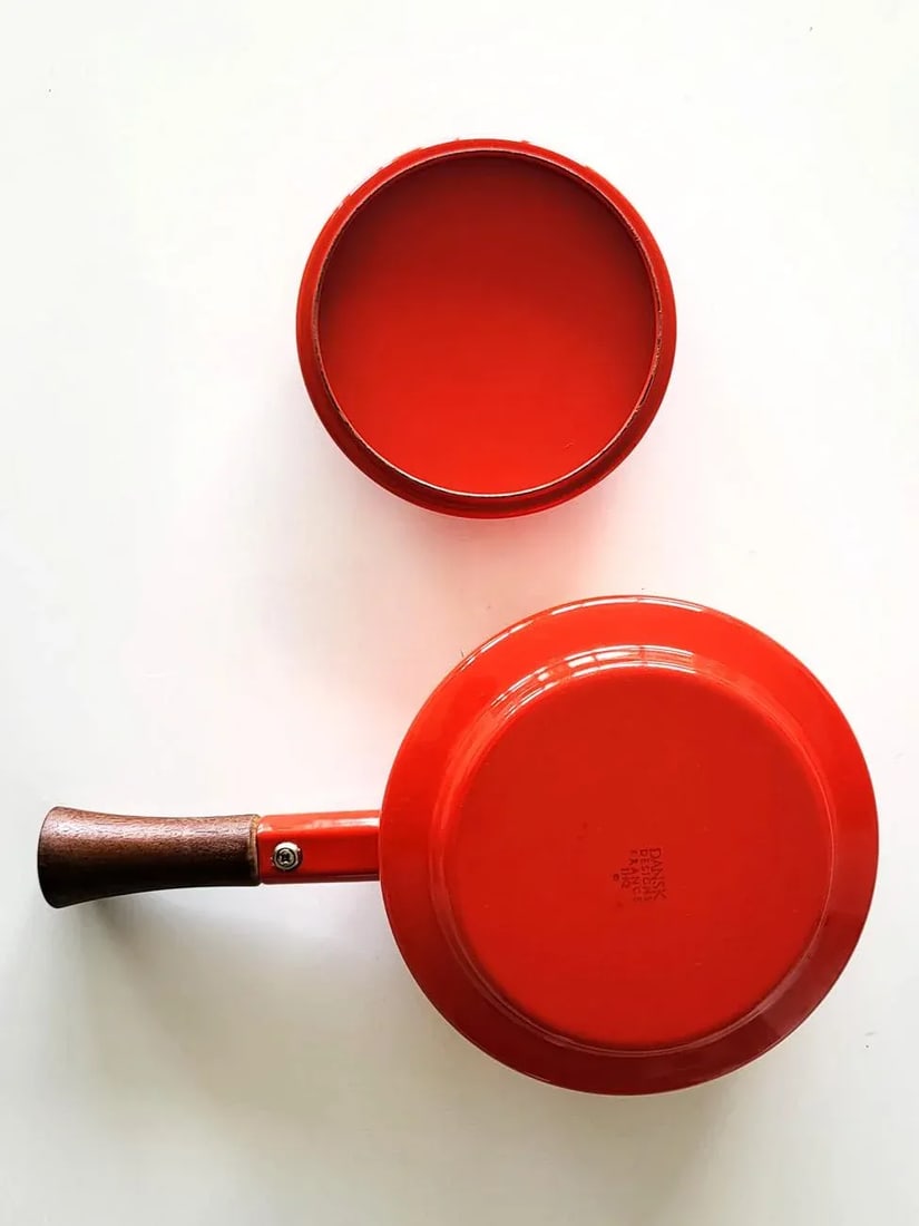 1960s Dansk Kobenstyle Fondue/Sauce Pot With Lid, Red - 10