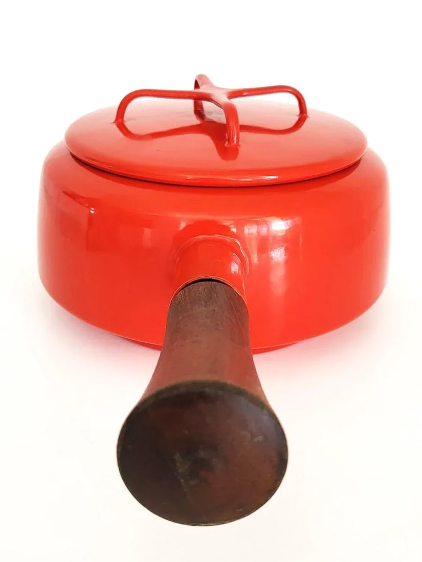 1960s Dansk Kobenstyle Fondue/Sauce Pot With Lid, Red - 2