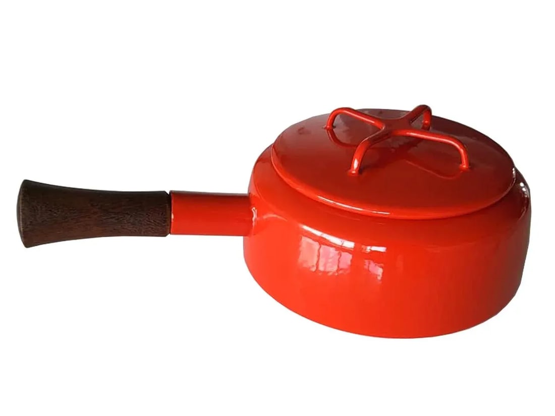 1960s Dansk Kobenstyle Fondue/Sauce Pot With Lid, Red - 3