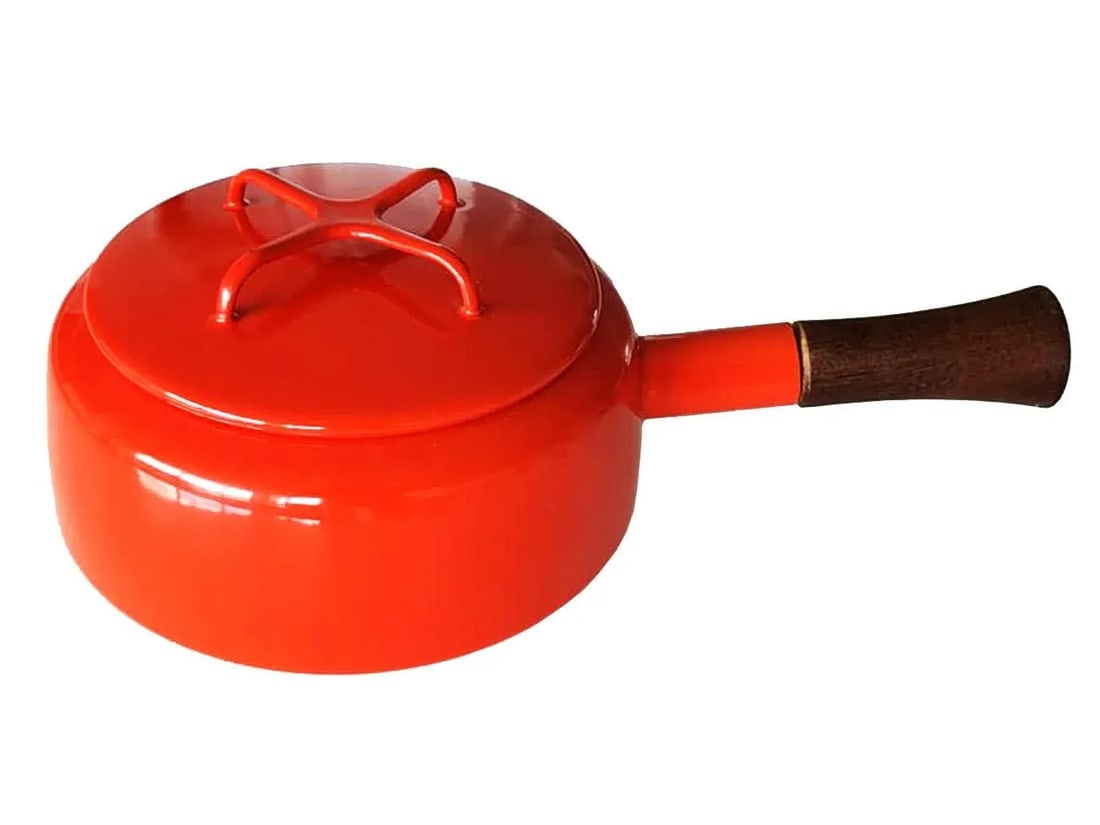 1960s Dansk Kobenstyle Fondue/Sauce Pot With Lid, Red - 4