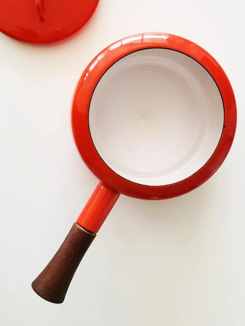1960s Dansk Kobenstyle Fondue/Sauce Pot With Lid, Red - 9