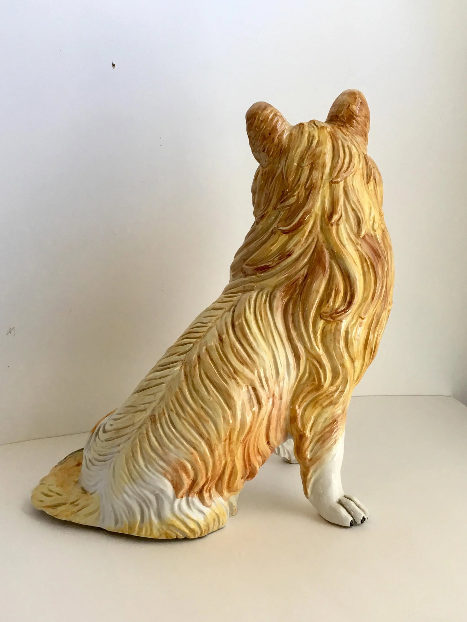 Italian Ceramic Collie Dog Lassie Statue Signed Italy Vintage Hollywood Regency - 3