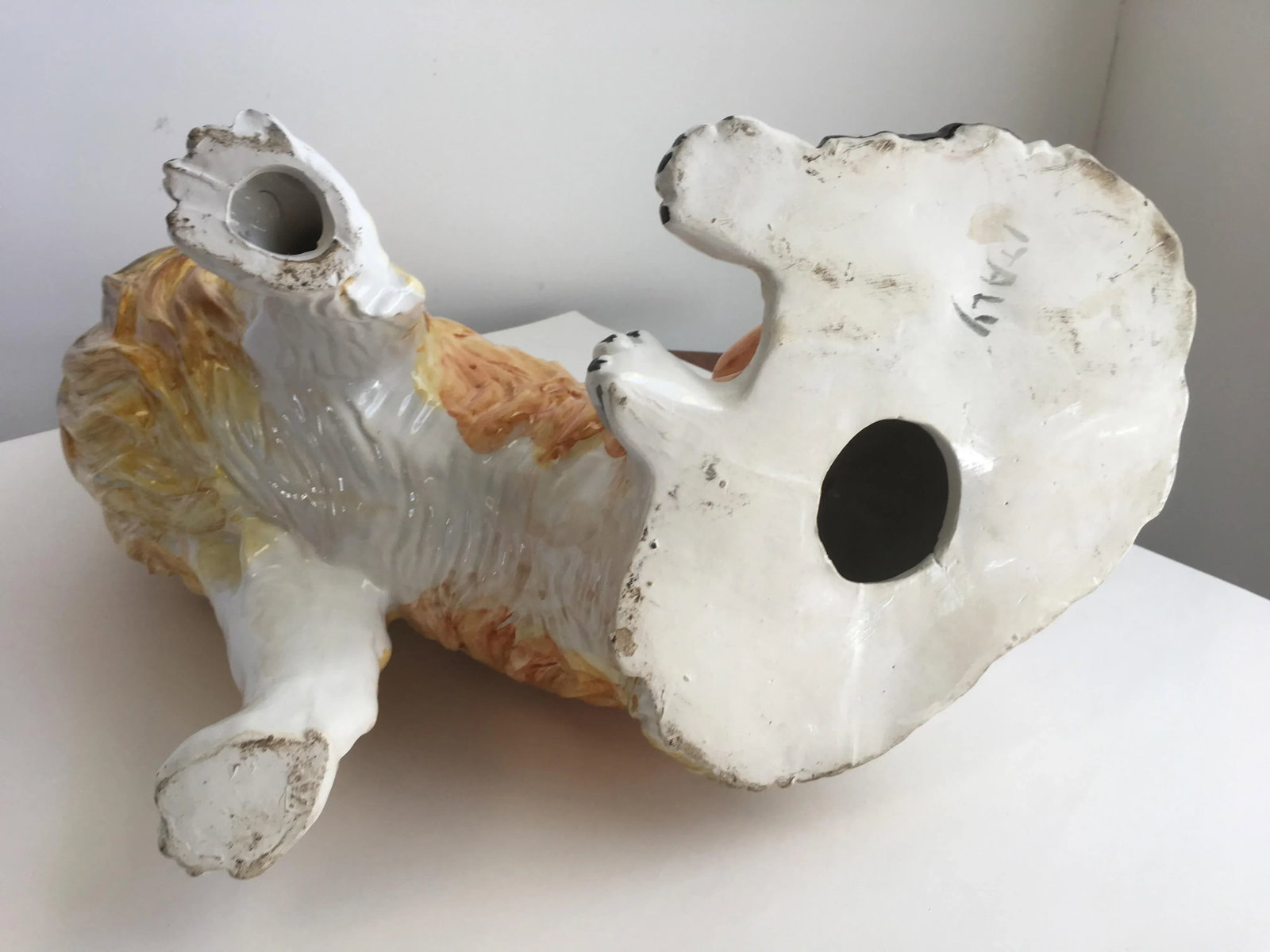 Italian Ceramic Collie Dog Lassie Statue Signed Italy Vintage Hollywood Regency - 9