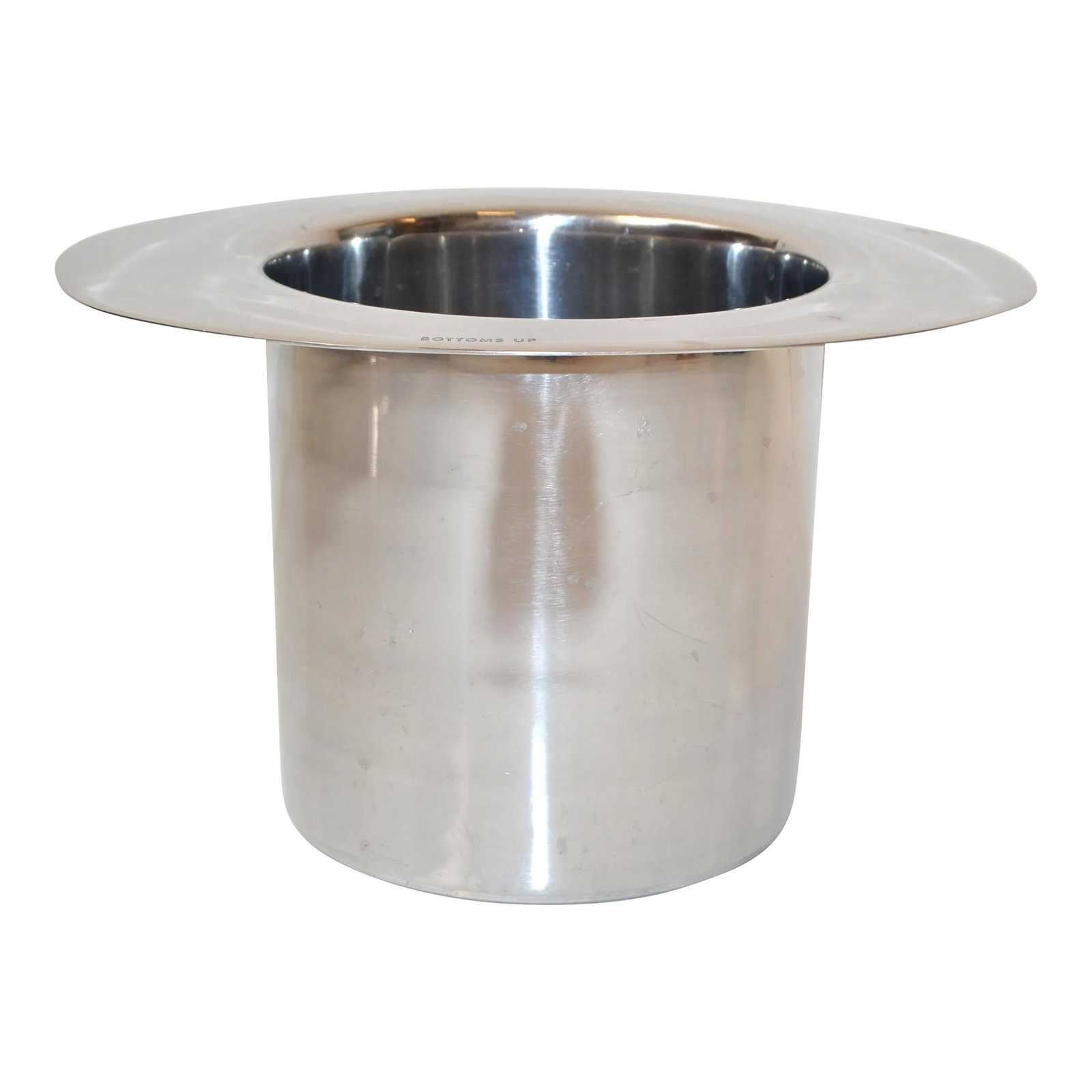 Kate Spade New York for Lenox Stainless Steel Top Hat Champagne Cooler Wine Ice Bucket: This offer is a Modern Top Hat Champagne or Wine Cooler made out of Stainless Steel by Lenox and designed by Kate Spade New York. Makers Mark at the Base and the Top has the imprint Bottoms up. In