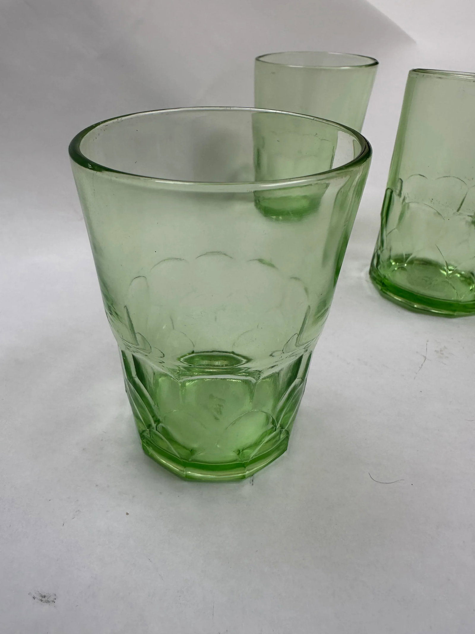 Early 20th Century Hazel Atlas Green Depression Glass Juice Glasses- Set of 6 - 3