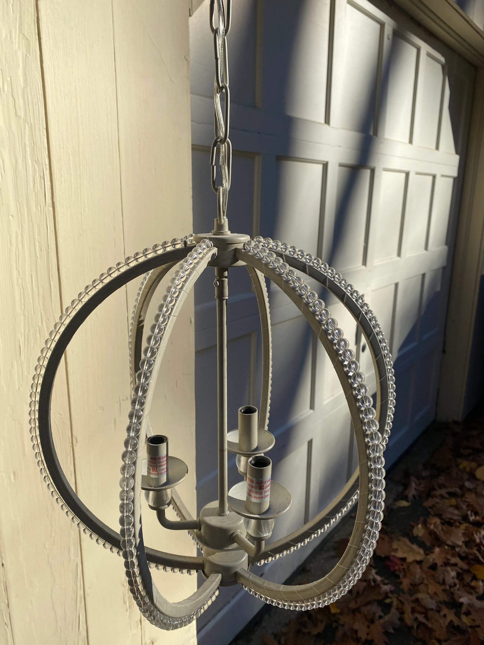 Vintage 1960s Beaded Midcentury Modern Round Hanging Fixture - 2