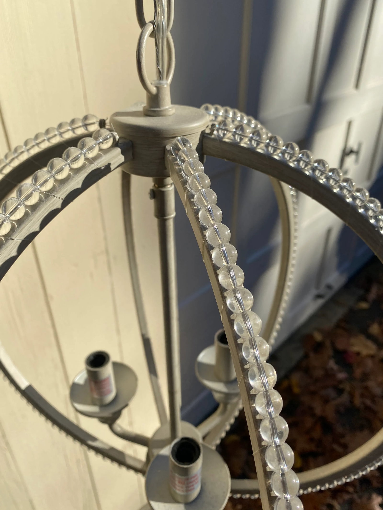 Vintage 1960s Beaded Midcentury Modern Round Hanging Fixture - 3