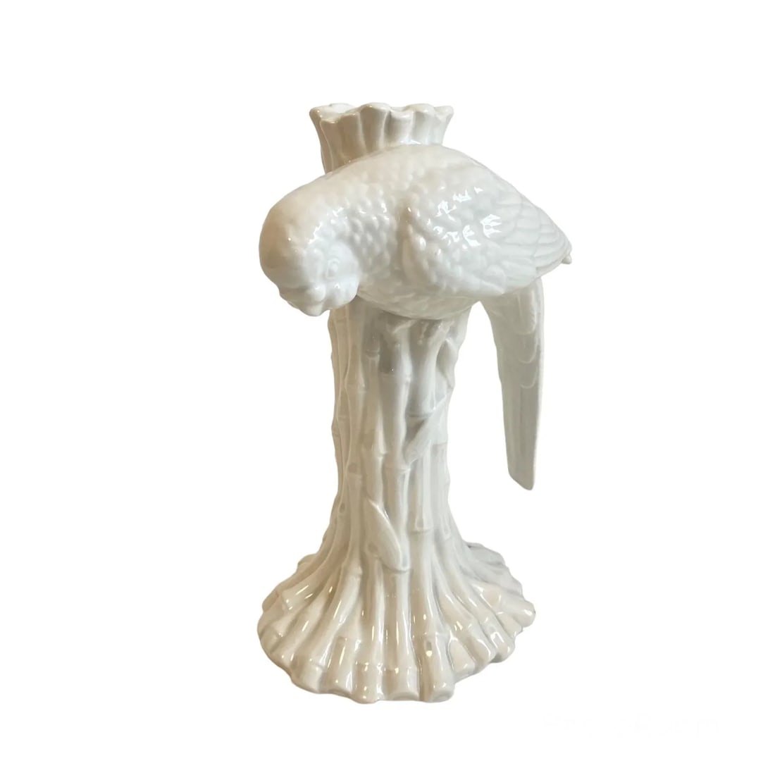 Vintage Fitz and Floyd Bird Parakeet on Bamboo Ceramic Candle Holder Chinoiserie - 11
