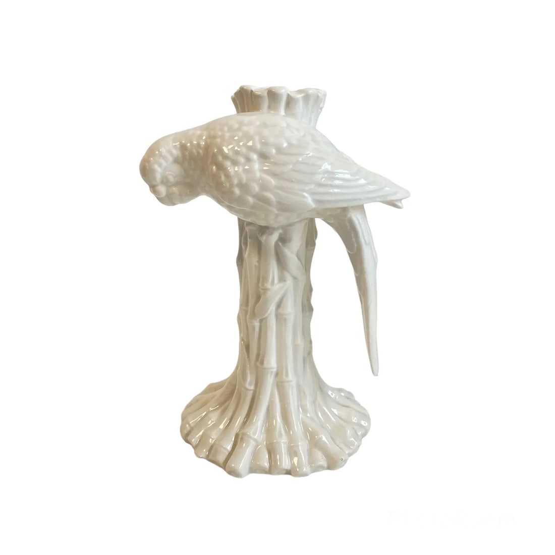 Vintage Fitz and Floyd Bird Parakeet on Bamboo Ceramic Candle Holder Chinoiserie - 2