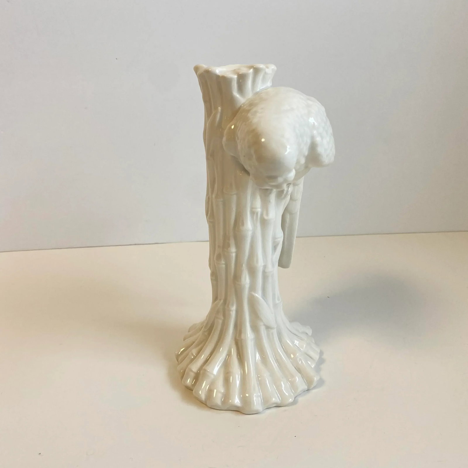Vintage Fitz and Floyd Bird Parakeet on Bamboo Ceramic Candle Holder Chinoiserie - 3