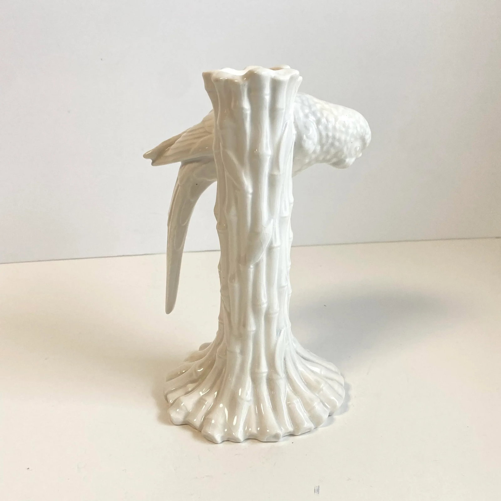 Vintage Fitz and Floyd Bird Parakeet on Bamboo Ceramic Candle Holder Chinoiserie - 4