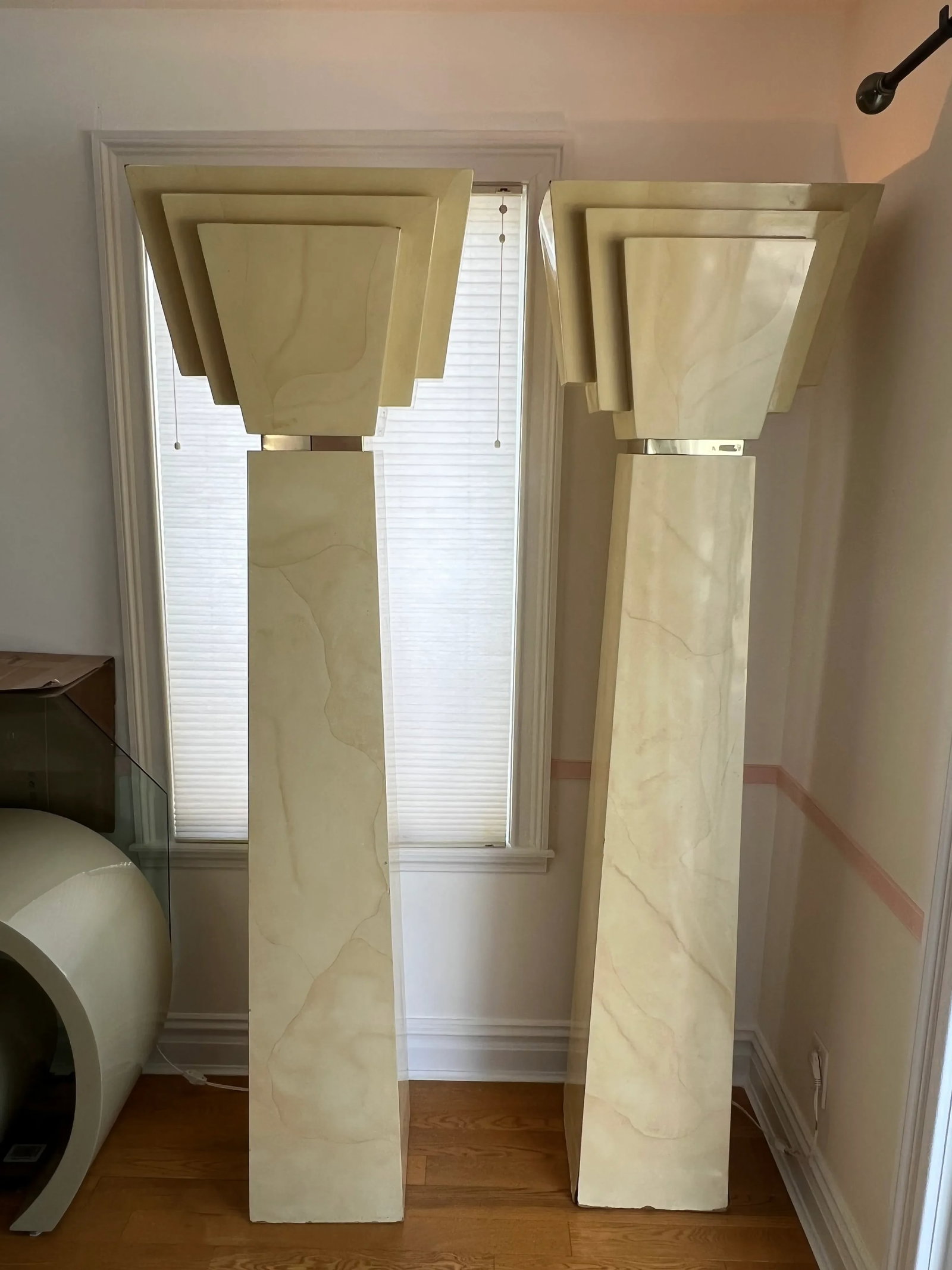 1980s Art Deco Wall Column Floor Lamps Attributed to Karl Springer - a Pair - 13