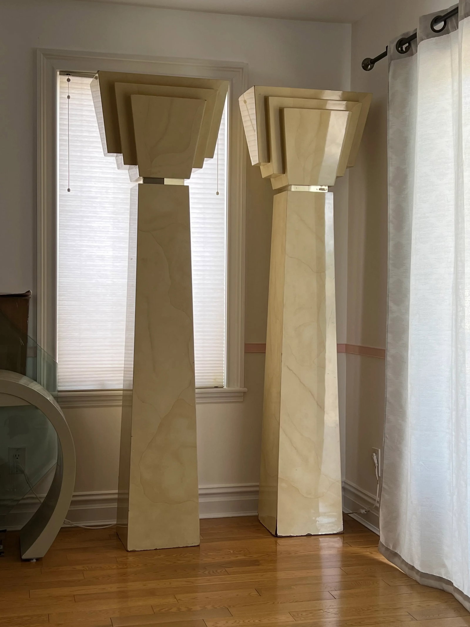 1980s Art Deco Wall Column Floor Lamps Attributed to Karl Springer - a Pair - 2