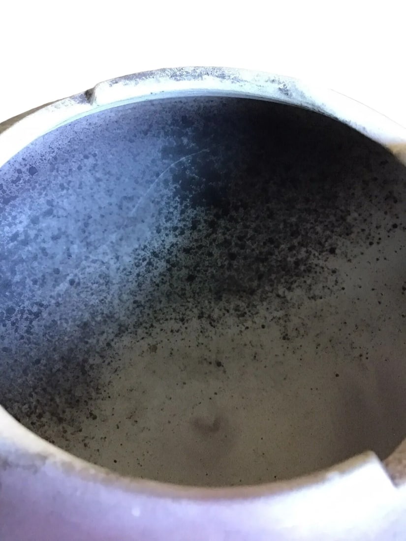 Vintage MCM Signed Art Studio Fired Raku Pottery Round Planter Vase 4.5"h X 5"d - 4