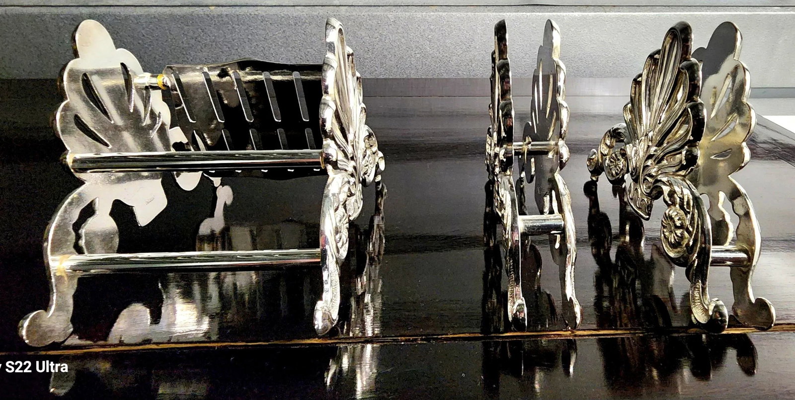Vintage Leonard Italian Fine Silver Plate Napkin Holders - Set of 3 - 5