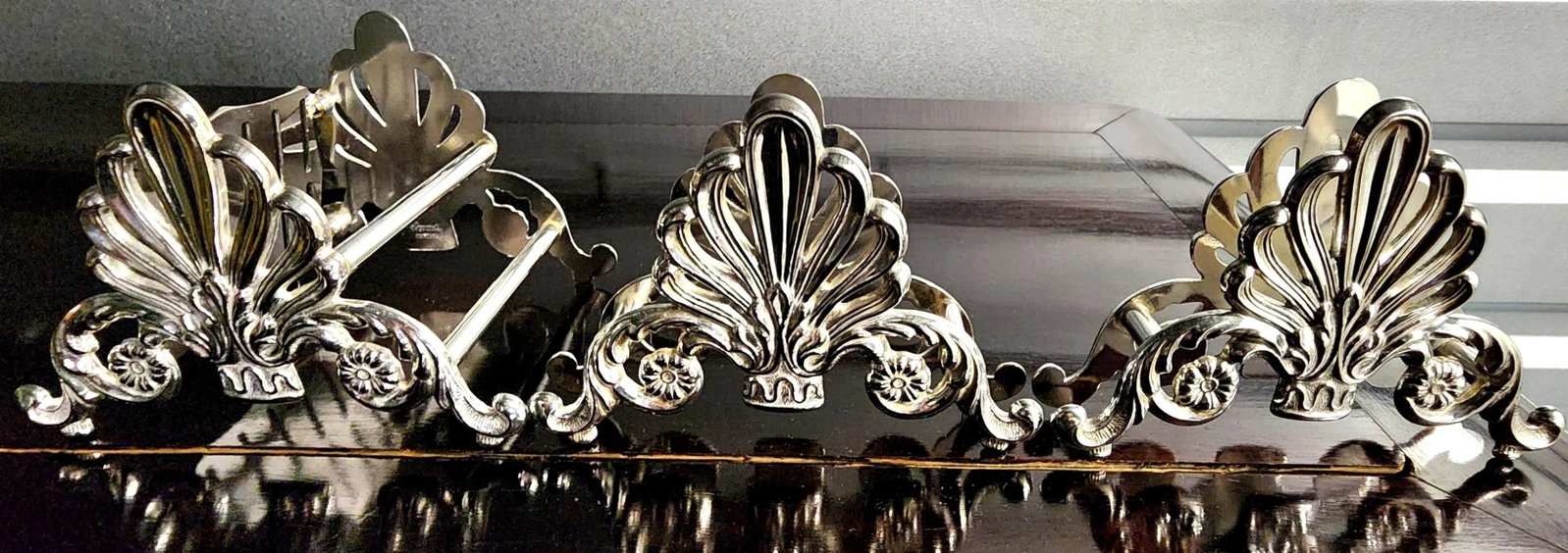 Vintage Leonard Italian Fine Silver Plate Napkin Holders - Set of 3 - 7