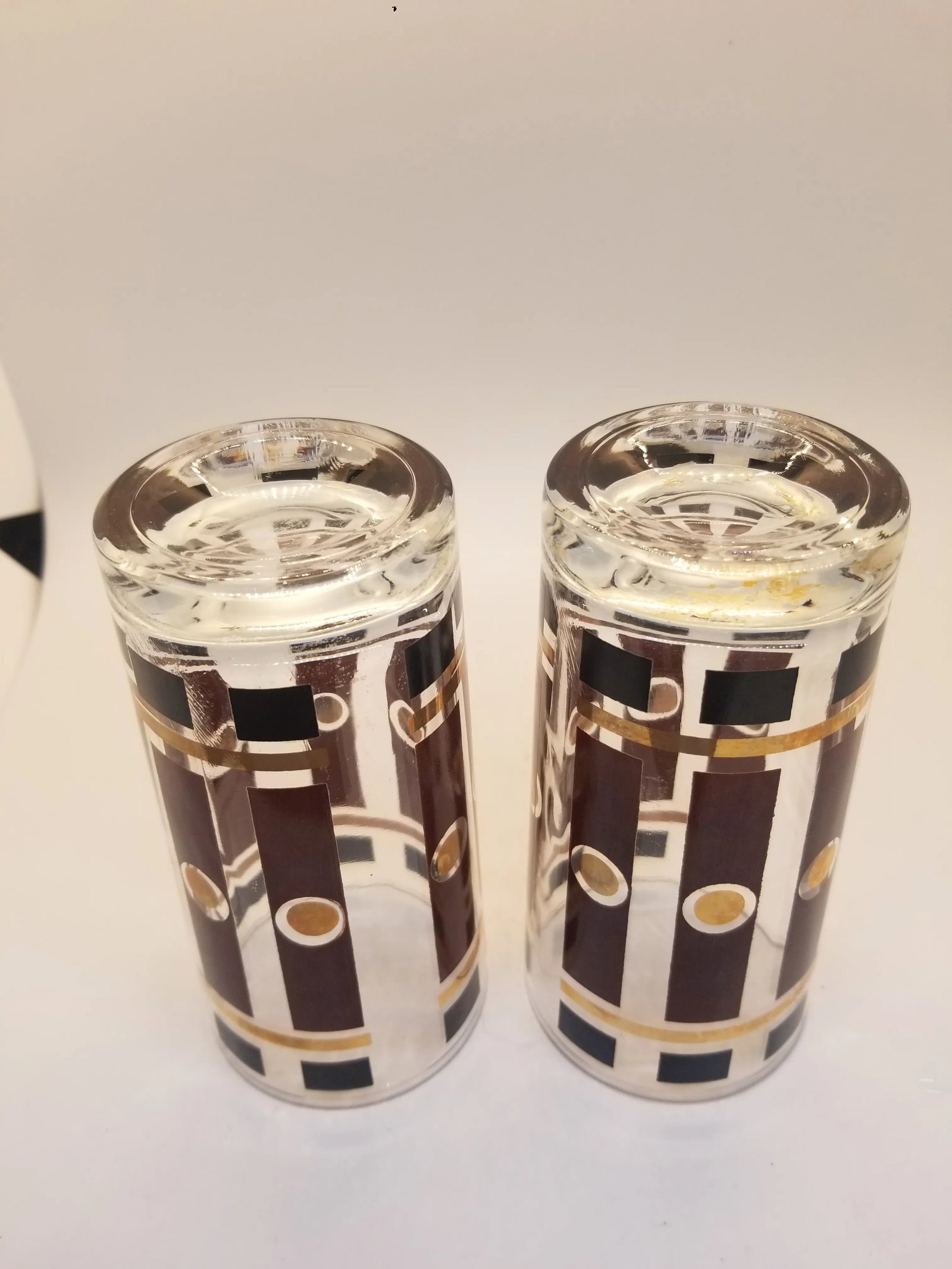 Vintage Hazel-Atlas Gold and Brown Glass Tumblers- a Pair - 2