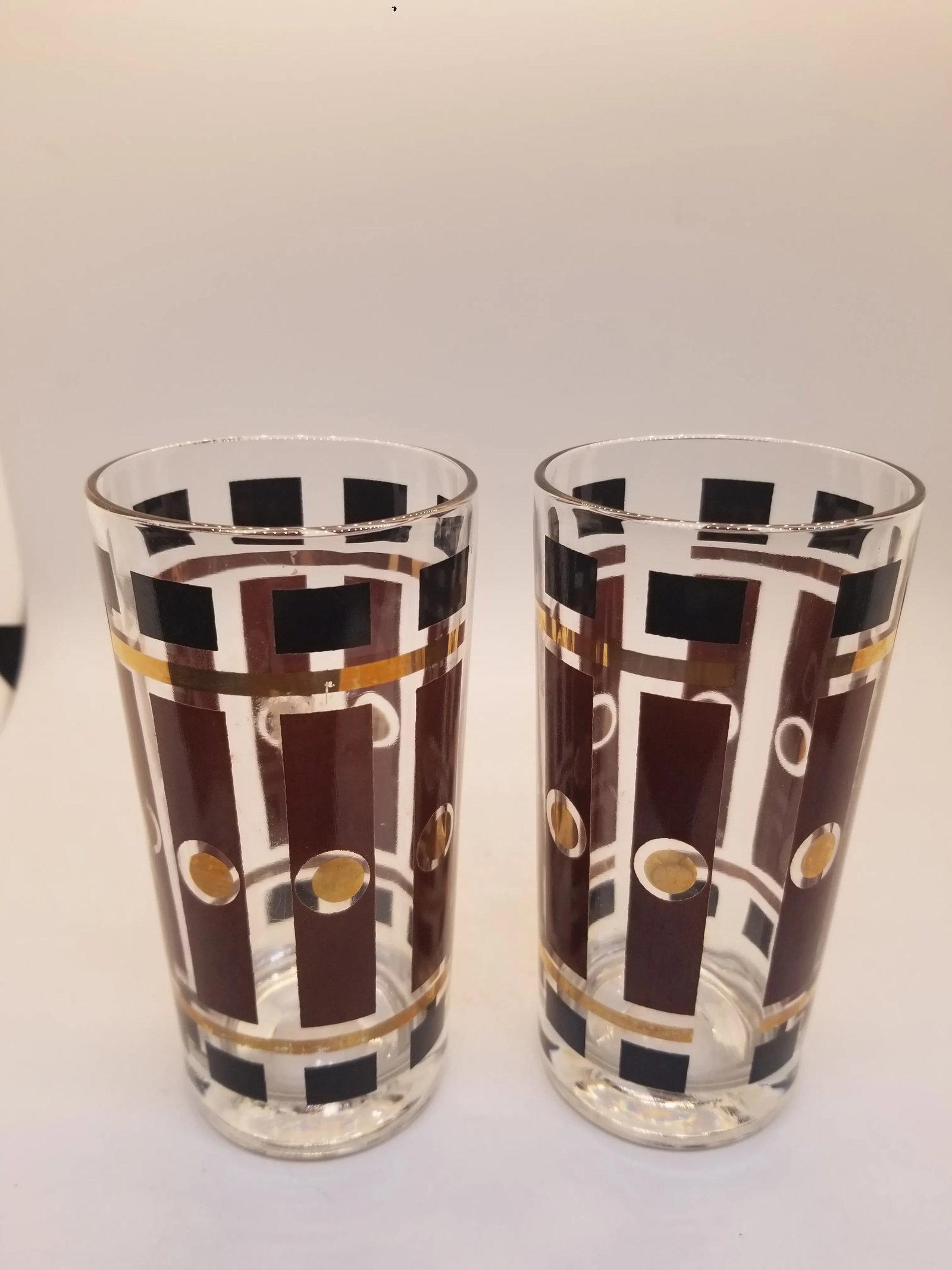 Vintage Hazel-Atlas Gold and Brown Glass Tumblers- a Pair - 3
