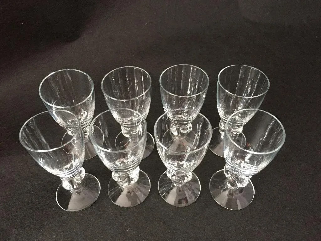 Mid-Century Clear Glass Ball Stem Liqueur Glasses - Set of 8 - 2