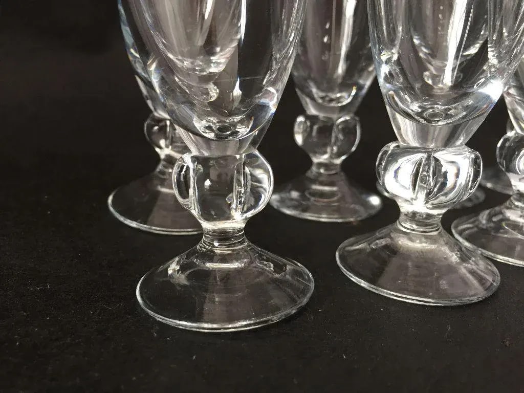 Mid-Century Clear Glass Ball Stem Liqueur Glasses - Set of 8 - 4