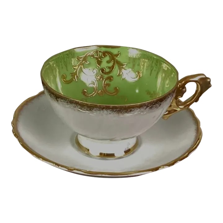 1940s Paragon-English Fine Bone China Teacup and Saucer Set- 2 Pieces: Paragon - fine bone china teacup and saucer Note- fine bone china is English bone hardened porcelain Teacup has a slight ribbed and luster facade on the outside Teacup is 3.8" wide and 2.25" tall Sauc