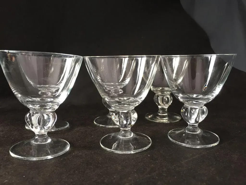 Mid-Century Clear Glass Ball Stem Bar Glasses - Set of 6 - 3