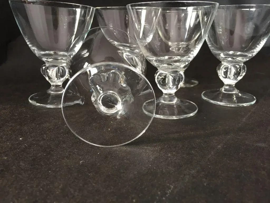 Mid-Century Clear Glass Ball Stem Bar Glasses - Set of 6 - 4